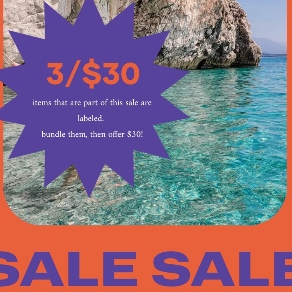3 ITEMS FOR $30 SALE!!!